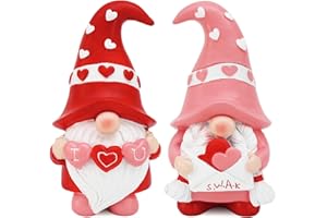 KnomeKo Valentines Day Gnomes Decorations Resin Valentines Gnomes Gift for Her - Valentines Day Tiered Tray Decor - Pink Love Valentine Mantle, Table Shelf Display