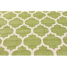 Unique Loom Trellis Collection Modern Morroccan Inspired with Lattice Design Area Rug, Square 5' 4" x 6' 1", Light Green/Beige 61y8m0tS4QL