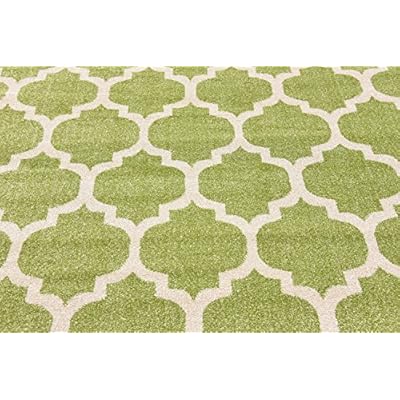 Unique Loom Trellis Collection Modern Morroccan Inspired with Lattice Design Area Rug, Square 5' 4" x 6' 1", Light Green/Beige 61y8m0tS4QL