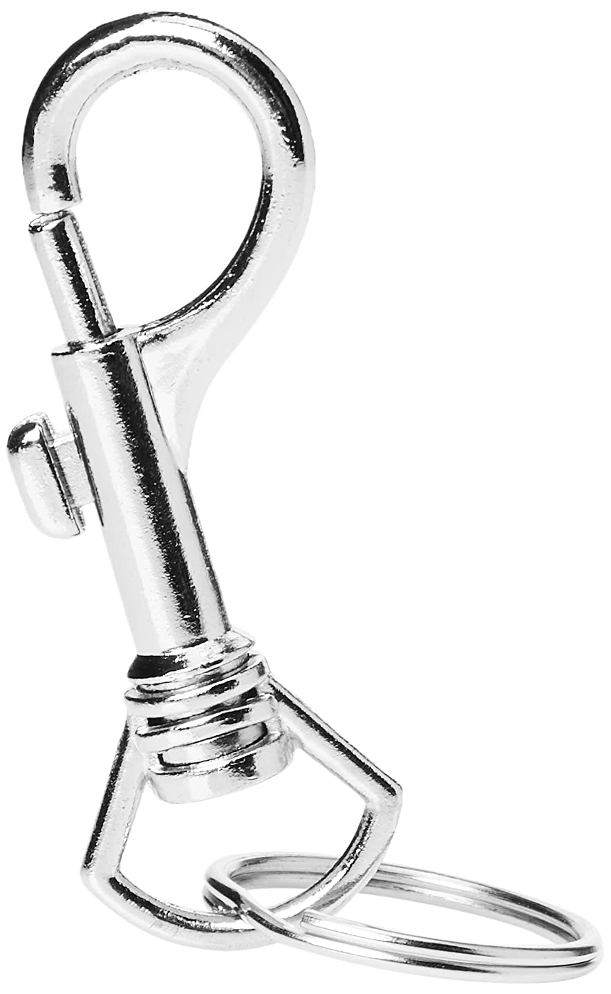 Merriway® BH01835 Metal Hipster Key Snap Hook & Ring - Nickel Plated