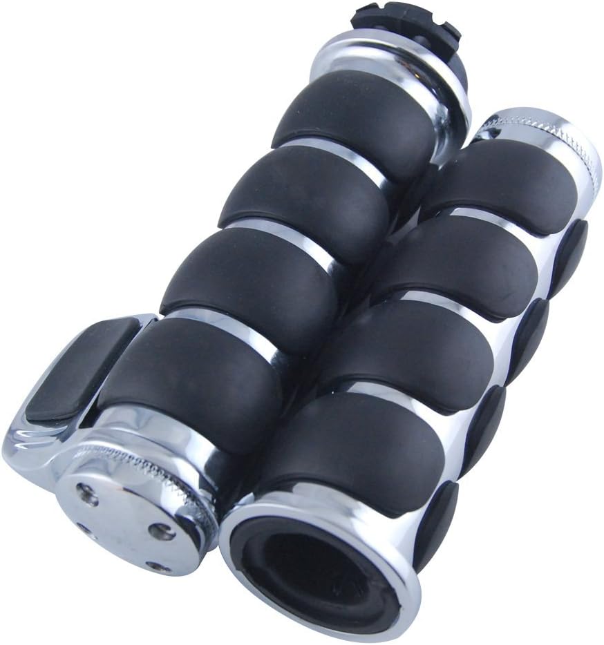 Jackey Awesome Custom Chrome Billet Aluminium Comfortable Hand Grips Throttle Assistor Cruise Assist Wrist for Motorcycle Cruiser Chopper Touring 1" Handlebar, Black: Automotive