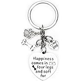 SHTALHST Dog Lover Keychain,Dog Keychain with Paw Print and Bone Charms,Gift for Pet Lover