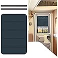 AUCELI RV Door Shade Cover, Magnet Camper Skylights Sunshade Cover, Foldable RV Sun Shade Windshield Blackout Shower Curtains Coverage, Waterproof Thickened Oxford Fabric Interior Accessories (Gray)