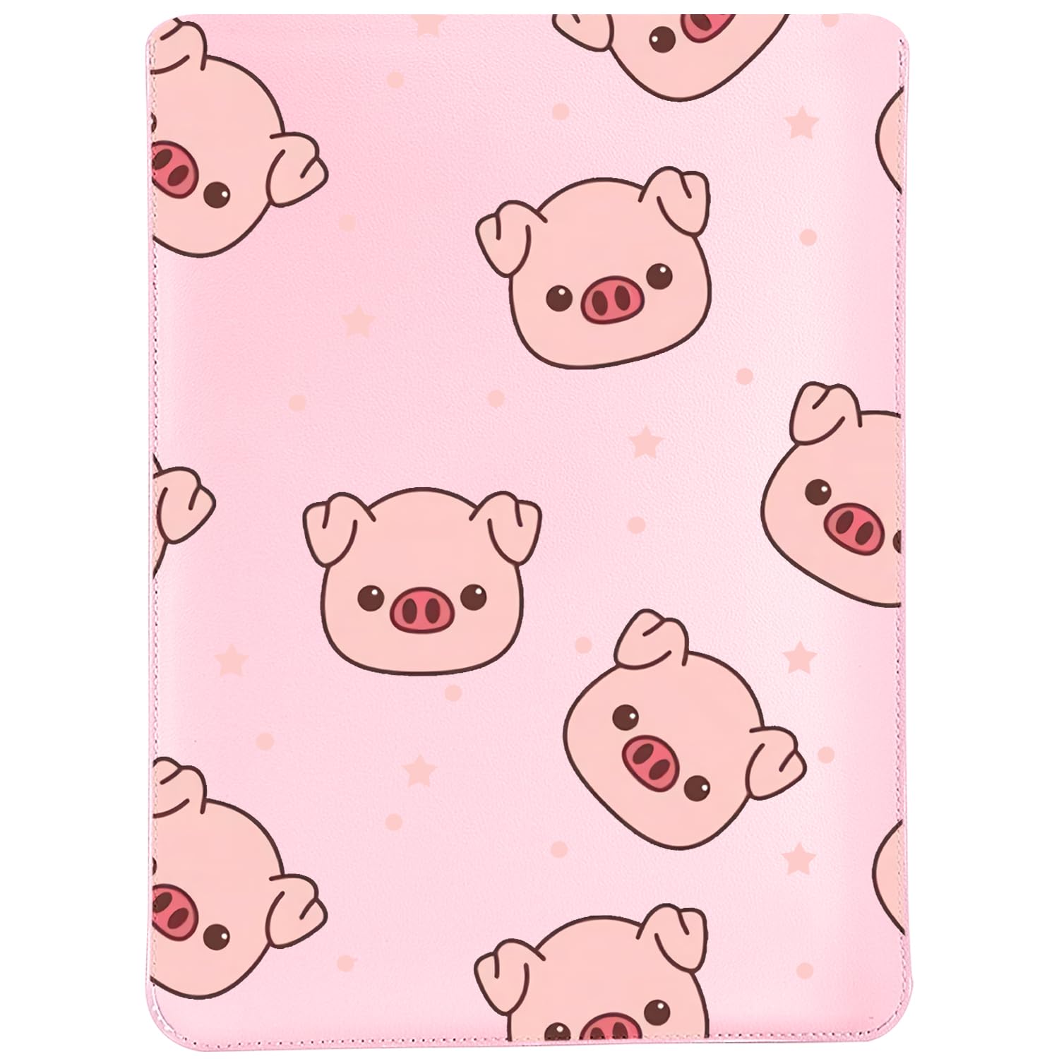 MAYCARI Slim Pink Waterproof Laptop Sleeve Bag 15.6 Inch 16 Inch, Light Weight Fuax Leather Protective Laptop Sleeve Case, Cute Pink Pig Print 15.6 Inch 16 Inch Case for Girls Women Boys