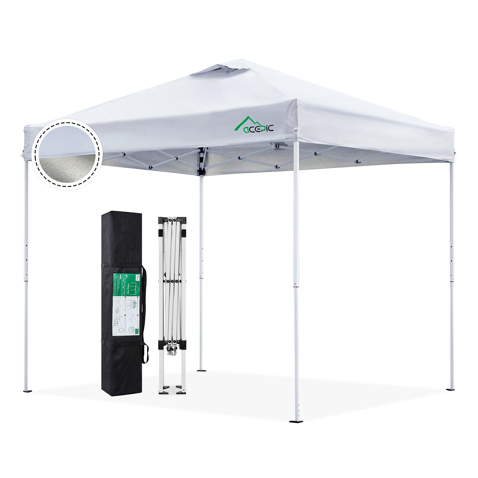 Acepic 8x8 Pop Up Canopy Tent,300D Silver-Coating