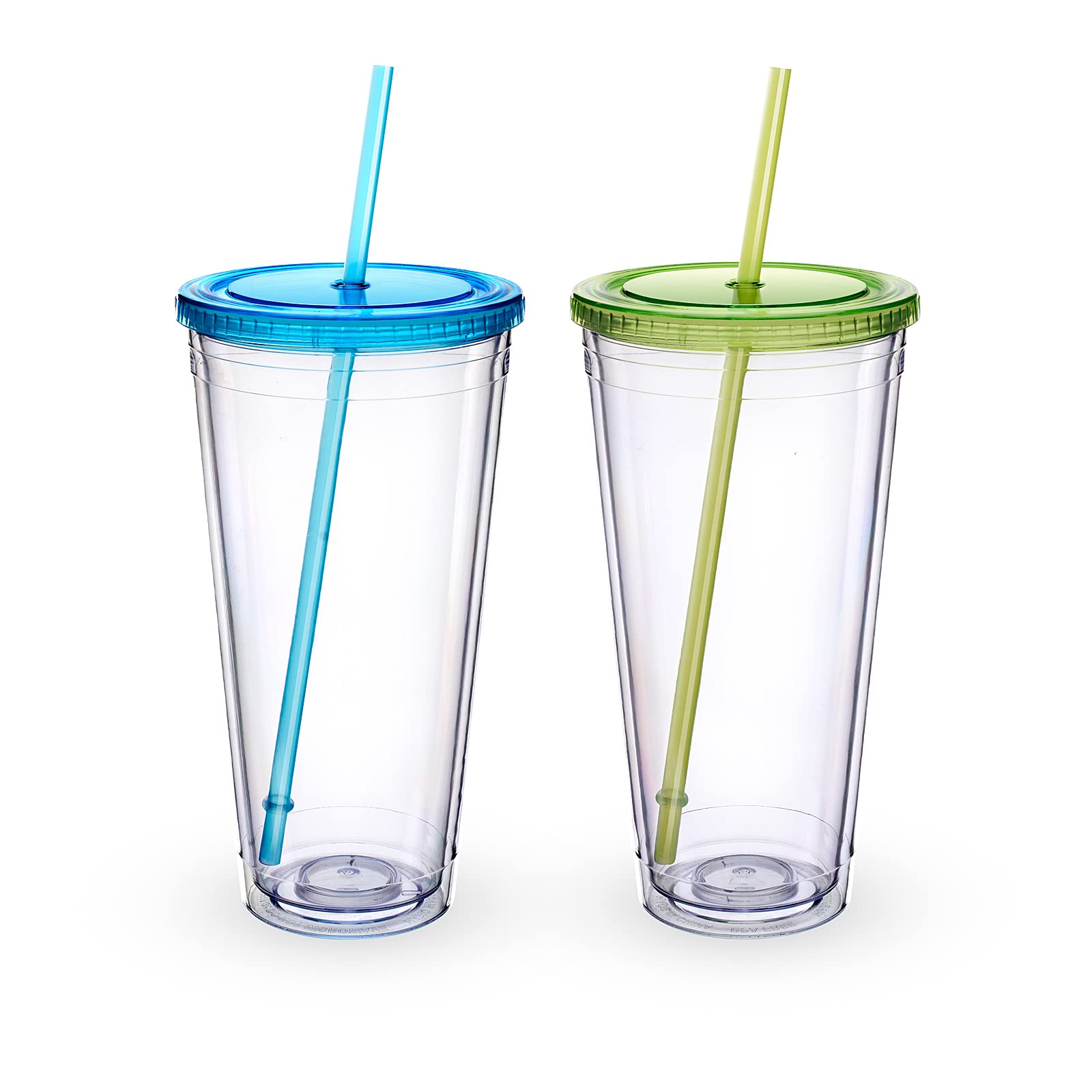 Photo 1 of Zukro Clear Acrylic Tumbler with Straw and Lid 32 oz, Double Walled Insulated Reusable Plastic Iced Coffee Cup, To Go Cup Perfect for Parties, Birthdays, Fit in Cupholder, BPA Free, 2 Pack
