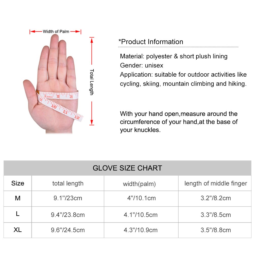 Vbiger Winterhandschuhe Fahrradhandschuhe Touchscreen Handschuhe Anti-Rutsch Fahrradhandschuhe für Klettern Laufen Wandern Autofahren Outdoor Winddicht Warm Arbeitshandschuhe für Damen und Herren