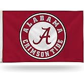 Rico Industries NCAA Alabama Crimson Tide Round Logo Crimosn 3' x 5' Banner Flag Single Sided - Indoor or Outdoor - Home Décor