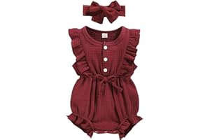 Baby Girls Ruched Smocked Romper with Hairband Buttons Sleeveless Cute Infant Newborn Bodysuit 2025 Summer Jumpsuit