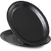 Magclay Ceramic Serving Platter, 13.7 Inch Large Oval Serving Trays, Dinner Plates, Serving Dish Set for Dessert Appetizers Meat/Entertaining/Party, Set of 2, Matte Black