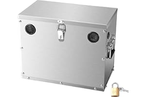 VEVOR Battery Box, Group 24-31 Trolling Motor Battery Box, Marine Batteries Case with Lock, Handles and Rubber-Grommet Cable Holes, Stainless Steel Shell, Suitable for Cars, Boats & Trolling Motors