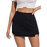 WDIRARA Women's High Waist Split Hem Mini Skirt Side Slit Bodycon Skirts