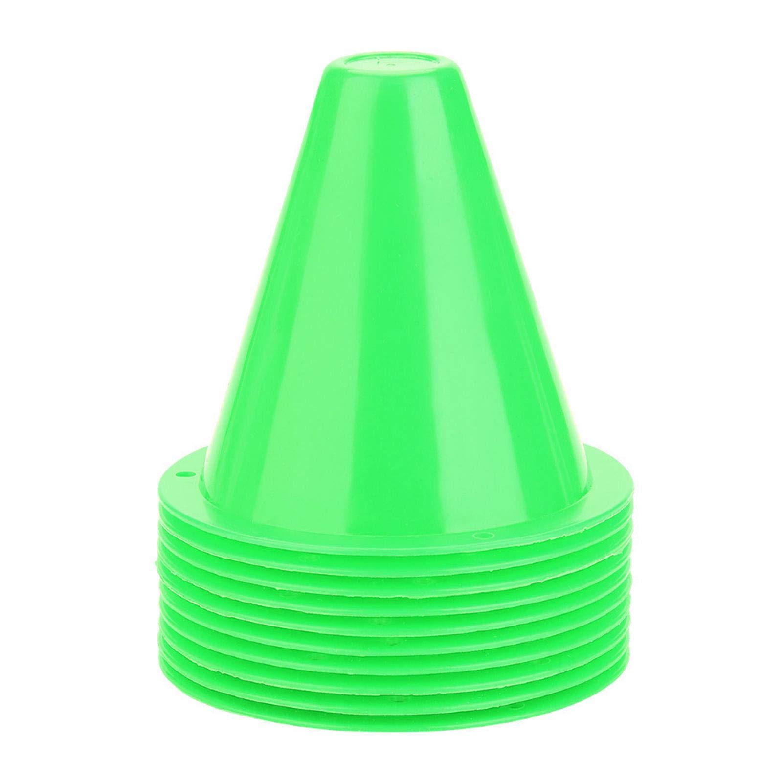 Alomejor 10pcs Sports Cones Sets, Soccer Training Cone Markers Plastic Agility Safety Disc Cones for Soccer Football Basketball Footwork Training(Green)