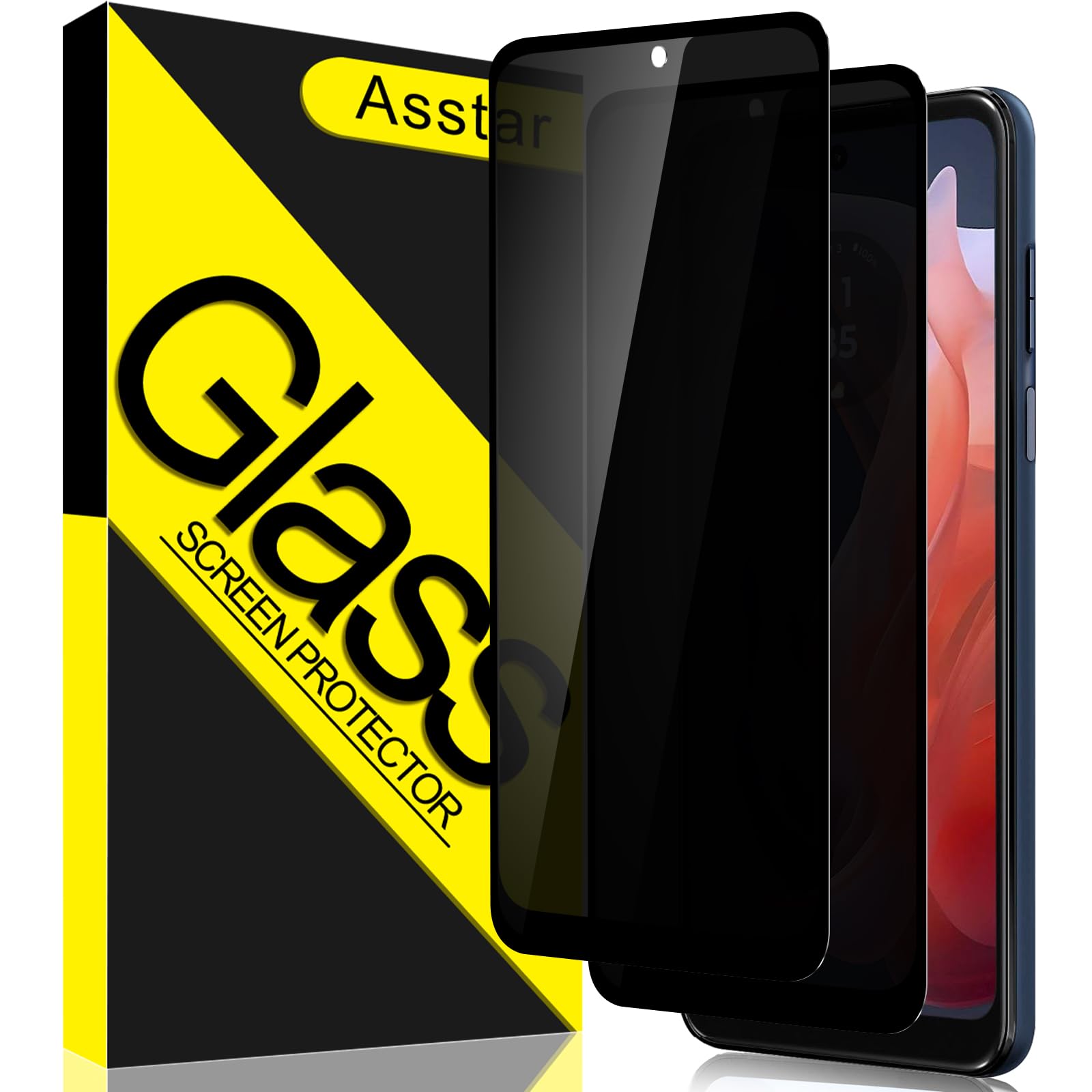 Asstar Privacy Screen Protector for Moto G 5G 2025 [2-Pack] 9H Hardness Tempered Glass Screen Protector for Moto G play 5G 2025, Anti-Scratch Case-friendly Bubble-Free