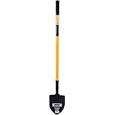 Round Point Shovel, Tempered Steel Blade, Fiberglass, Straight Handle