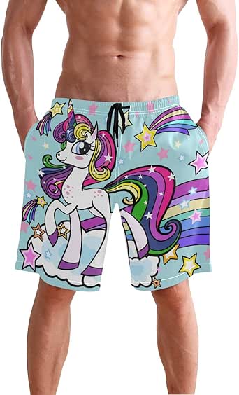 Men's Swim Trunks Unicorn Rainbow Quick Dry Beach Board ...