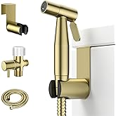 Arofa Handheld Bidet Sprayer, Bidet Attachment for Toilet, Brushed Gold | Adjustabel Water Pressure, Leak-Free Hose, Fits Two-Piece Toilets, Feminine/Baby/Pet Wash, Cloth Diaper Rinse, Easy Install