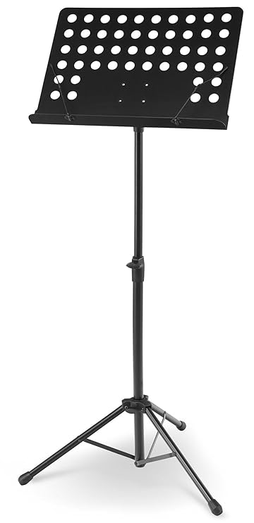 McGrey 11940 Orchesterpult Lochblech Ständer (Deluxe Notenständer mit Notenklemmen, Abnehmbare Ablage, 2 Federklemmen, auszie