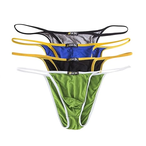 QIATI Herren Strings Tangas Unterwäsche Männer Unterhose Slips Briefs Pants 4 Pack