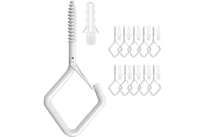 HEDGBOBO 10Pack Screw in Hooks with Safety Buckle Design for Hanging String Lights, Plant, Heavy Duty Garden Lights, 2.2" (White)