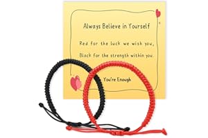 HuaCare 2Pcs Adjustable Red String & Black Braided Bracelets Set, Bohemian Friendship Bracelet, Matching Couple Bracelets for