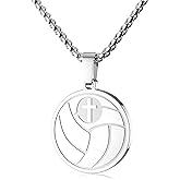 seensea Sports Pendant Necklace Baseball Volleyball Football Basketball Soccer Inspirational Cross Necklaces Bible Verse Luke 1:37 Christian Gift for Men Women.