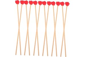 TOVINANNA 100pcs Wooden Stirrer Sticks with Red Heart Top Food-Grade Candy Coffee Stir Sticks for Cocktails