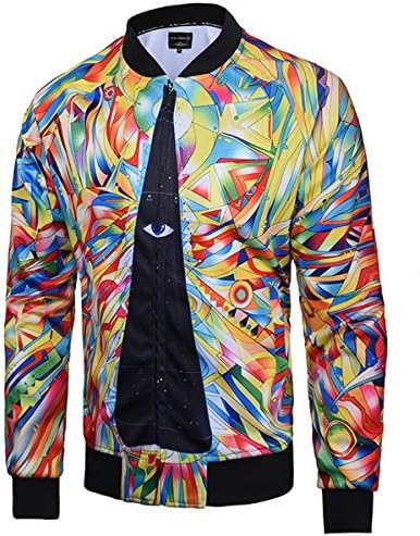 Men's 3D Printed Front Zipper Long Sleeve Baseball Uniform Jacket Pullover Coat