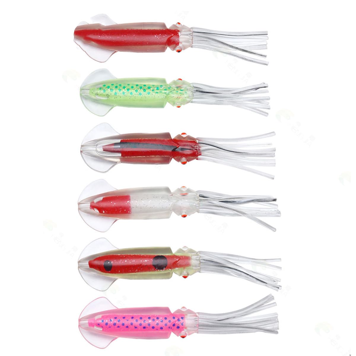 FOLANDO 6 PCS Soft Octopus, Multicolour Octopus Lures Squid Lures Soft Plastic Fishing Lures 12cm