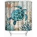 Uphome Sea Turtle Fabric Shower Curtain, Nautical Blue Map Shower Curtain Navigation Under The Sea Life Coastal Cloth Shower Curtain Heavy Weighted Bathroom Beach Decorations, 72x72