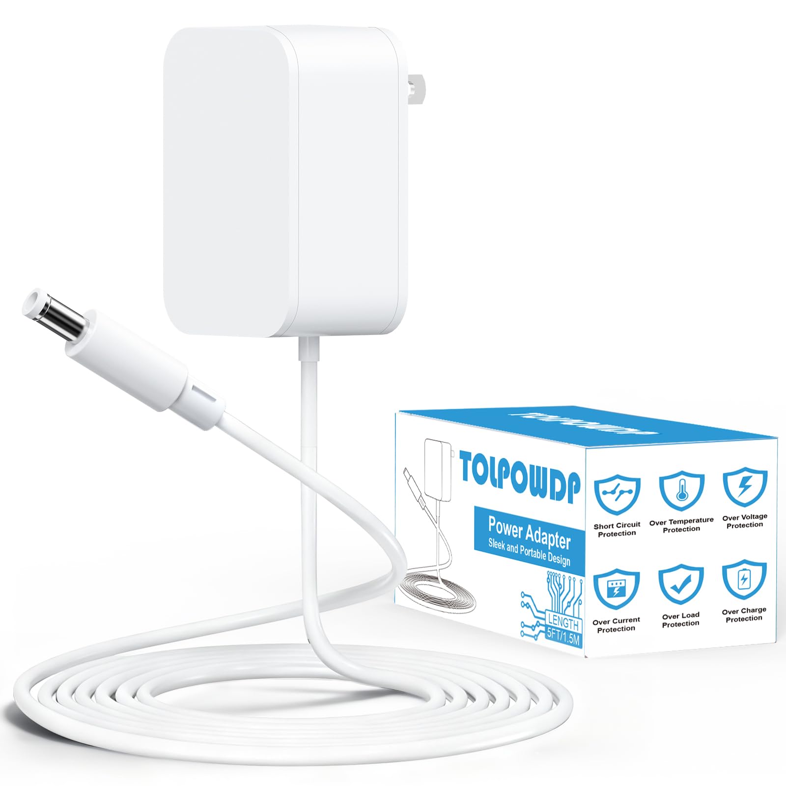 Photo 1 of 12V for Vanity Mirror Power Cord, Power Adapter Compatible with FENCHILIN/Hansong DC117-15 DC11715 / Hasipu/COOLJEEN Hollywood Vanity Mirror with Lights Replacement Makeup Mirror Charger