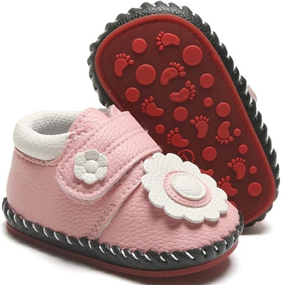 HsdsBebe Baby Boys Girls Pu Leather Hard Bottom Walking Sneakers Toddler Rubber Sole First
