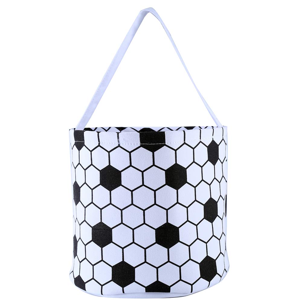E-FirstFeeling Soccer Basket Easter Egg Hunt Basket Halloween Baskets Halloween Trick or Treat Bags Candy Bucket Tote for Easter and Halloween (Soccer)
