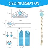 Vicloon Elsa Dress 5Pcs Princess Costume Set with Crown Wand Gloves Tiara view 4