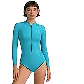 KMT Women Wetsuit, Womens Long Sleeve Shorty Wet Suit 2mm Front Zip Springsuit Swim Surf Dive Scuba One Piece Neoprene Thermal Swimsuit Bathing Suits