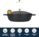 MasterClass Shallow Casserole Dish 4L 28cm with Lid Induction Oven Safe Black view 3