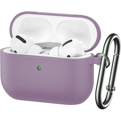 BRG for Airpods Pro Case,Soft Silicone Skin Cover Shock-Absorbing Protective Case with Keychain for Apple Airpods Pro [Front LED Visible] (Dust Purple)