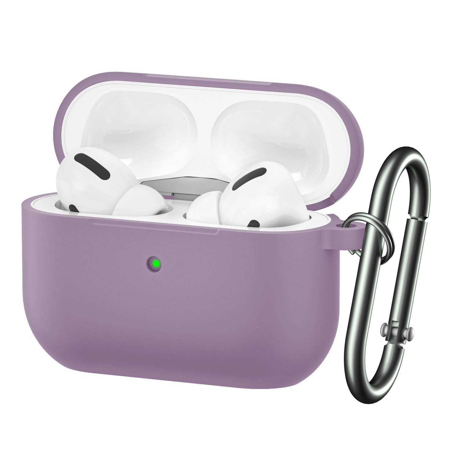 BRG for Airpods Pro Case,Soft Silicone Skin Cover Shock-Absorbing Protective Case with Keychain for Apple Airpods Pro [Front LED Visible] (Dust Purple)