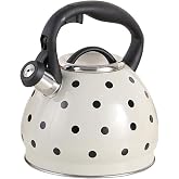 Black and White Polka Dot Tea Kettle, Cute Whistling Teapot for Stove Top, Stainless Steel 3.2 Quart Teapot with Cool Grip Ergonomic Handle