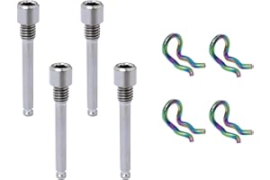 Auto-plaza 4 Sets Bicycle Titanium Alloy Pin Caliper Screws Brake Pad Bolt M4 Disc Brake Caliper Bolt with Clips Compatible with Shimano