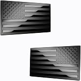 USA American Metal Flag Auto Fender Emblem for Cars Trucks Forward and Reverse Set (5"x3", Black - 2 Pack)