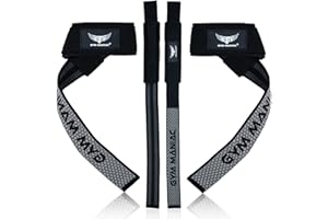 GYM MANIAC GM Gym Maniac - Padded Wrist Straps for Weightlifting - High Grip, Silica Gel Wraps - Gym Accessories for Men and Women - Workout Grips and Lifting Equipment - for Pull Ups, Deadlifts, Barbell and More