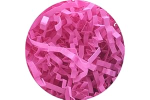 RRBOLAL Crinkle Cut Paper Shred Filler (1/2 LB) for Easter Basket & Gift Filling,Shredded Paper for Gift Box,Crinkle Paper for Wrapping & Packing Box Filling (hot pink)