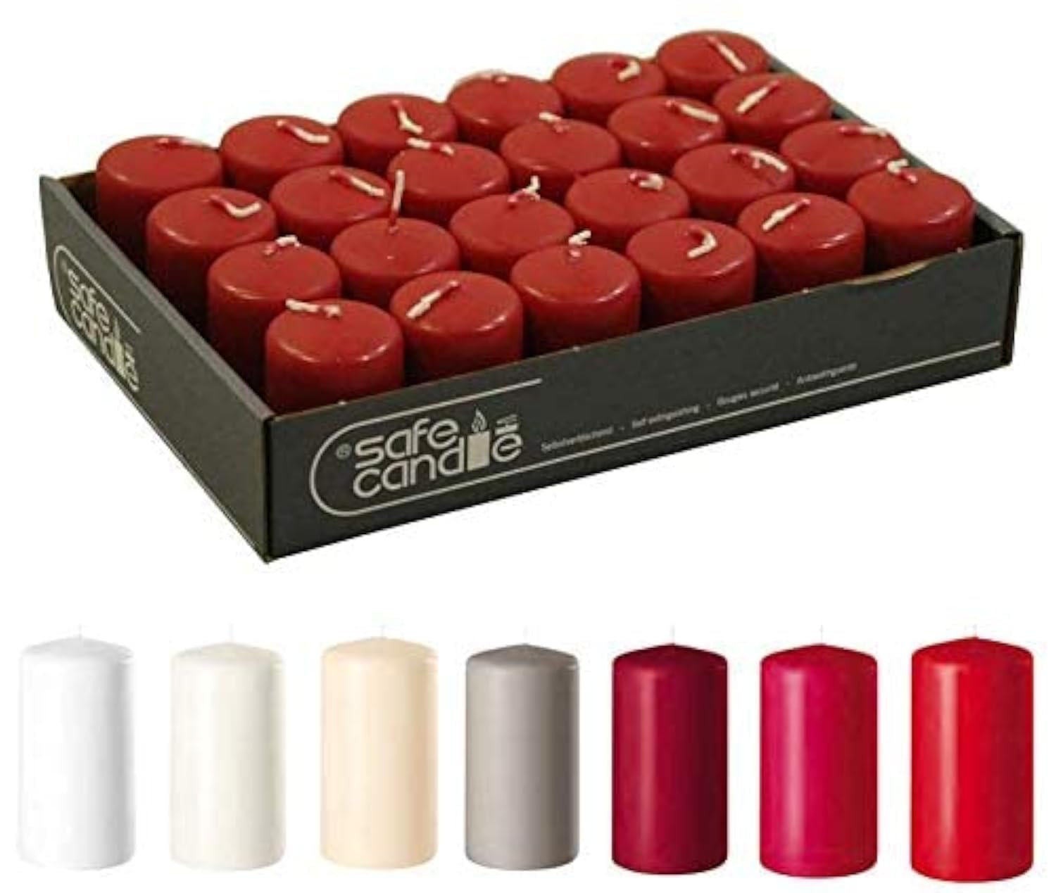 Mini Pillar Candle Pack Safe Candles Red