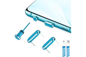 VIWIEU USB C Cover Cap Anti Dust Plug, Cell Phone USB C Charging Port and Earphone Jack Dirt Protector, Compatible with Samsung Galaxy Pixel OnePlus Laptop MacBook Pro Blue 2 Pack