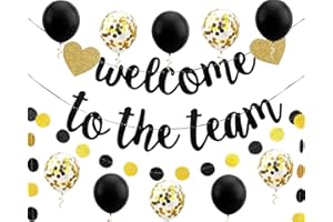 ACCULESS Welcome to The Team Banner for New Teacher Boss Employee Coworker Staff Colleague Team Member Hanging Garland Kit Balloons Paper Banner Bunting Decorations Office Party Decorations Photobooth Backdrop
