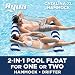 Aqua Catalina XL Hammock, 4-in-1 Multi-Purpose Inflatable 1-2 Person Pool Float, Water Lounge, Navy/White Stripe