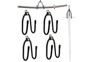 Kesywale Adjustable Sword Wall Mount Rack Hanger Holder Hook Stand for Swords, Dagger, Axe, Keyblade and More - Vertical or Horizontal Display