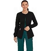 Cimmuovere Scrub Jackets for Woman, Long Sleeve Scrub Warm-Up, Black, Professional Design, Zip-Up Front Pockets