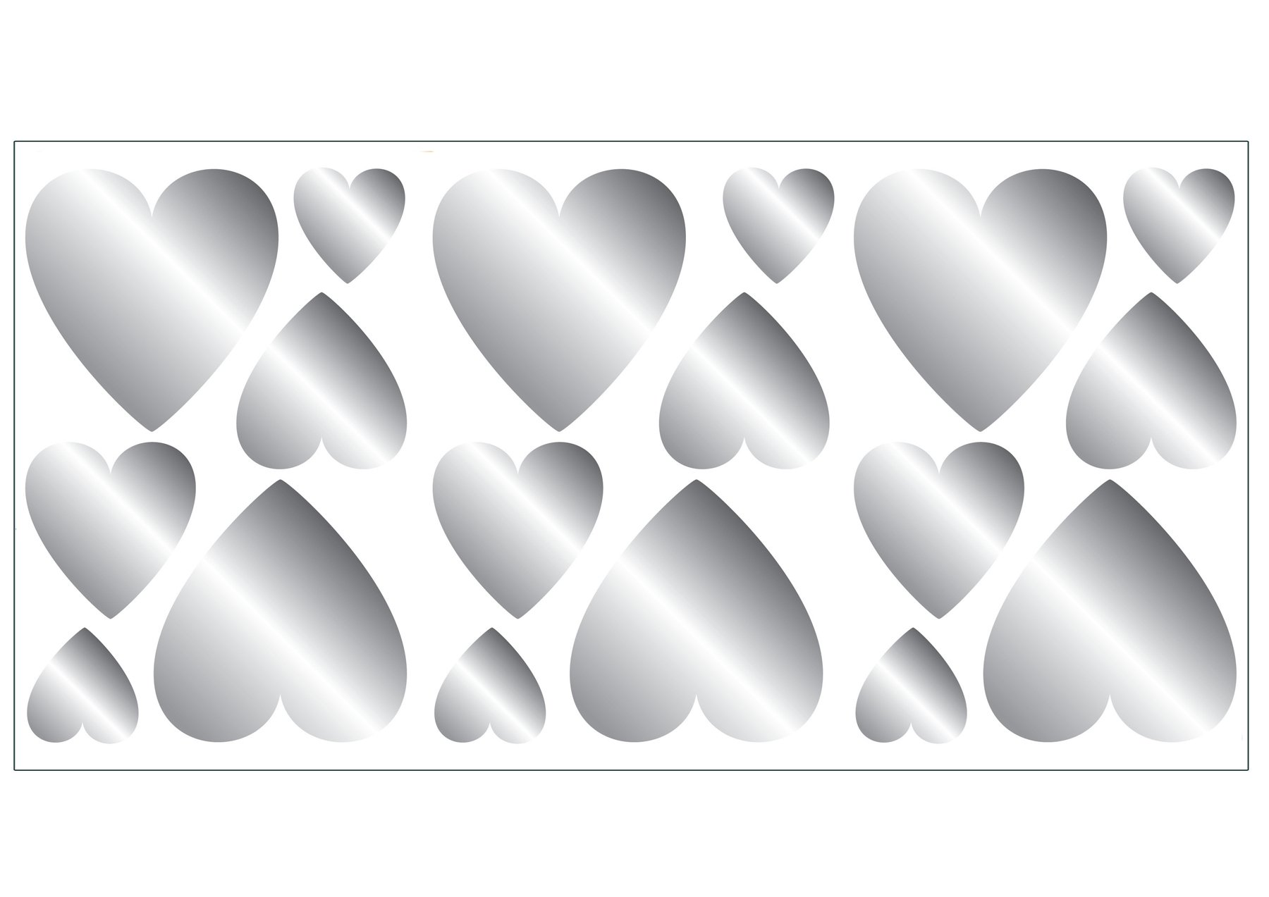 Fun4walls Hearts Wall Stickers-Silver Effect Foil